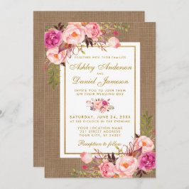 Invitación a una boda floral rosa de Boda Rústico
