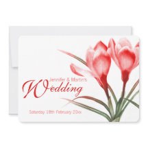 Invitación a una boda floral rosa-rojiza