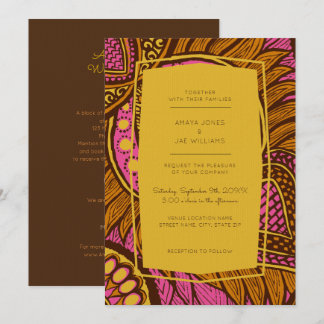 Invitación a una boda floral rosada en Ankara