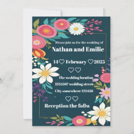 Invitación a una boda floral rústica