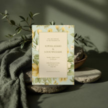 Invitación a una boda floral verde y beige suave