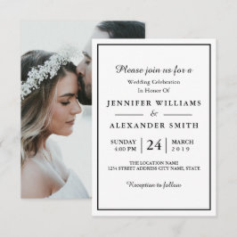 Invitación a una boda fotográfica elegante en blan