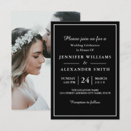 Invitación a una boda fotográfica elegante en blan