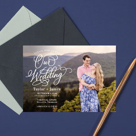Invitación a una boda fotográfica elegante en un d