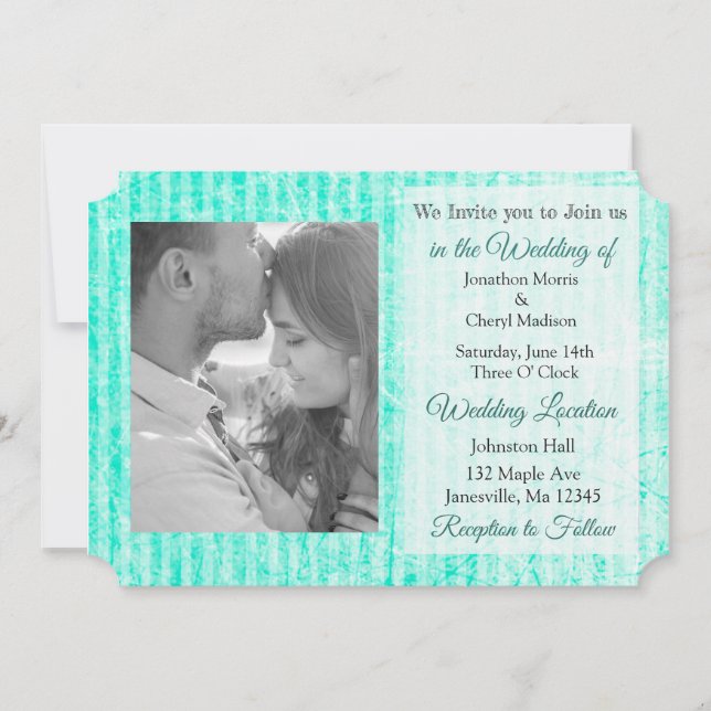 Invitación a una boda fotográfica Mint Green Damas (Anverso)