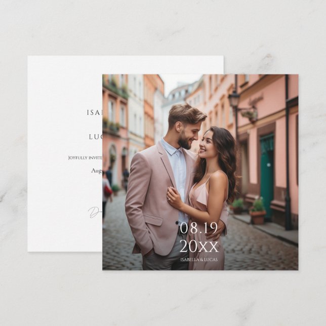 Invitación a una boda fotográfica personalizada y  (Anverso / Reverso)