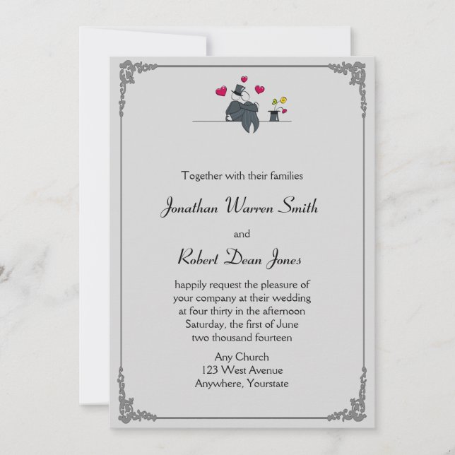 Invitación a una boda gay Personalizado de dos Gro (Anverso)