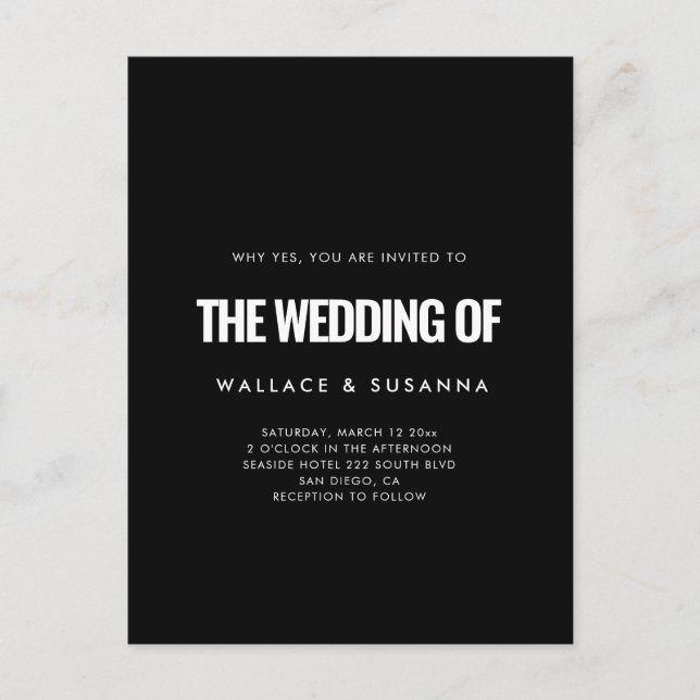 Invitación a una boda minimalista (Anverso)