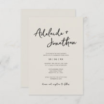 Invitación a una boda Minimalista de marfil con pr