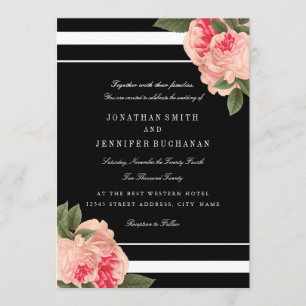Invitación a una boda moderna en blanco y negro a