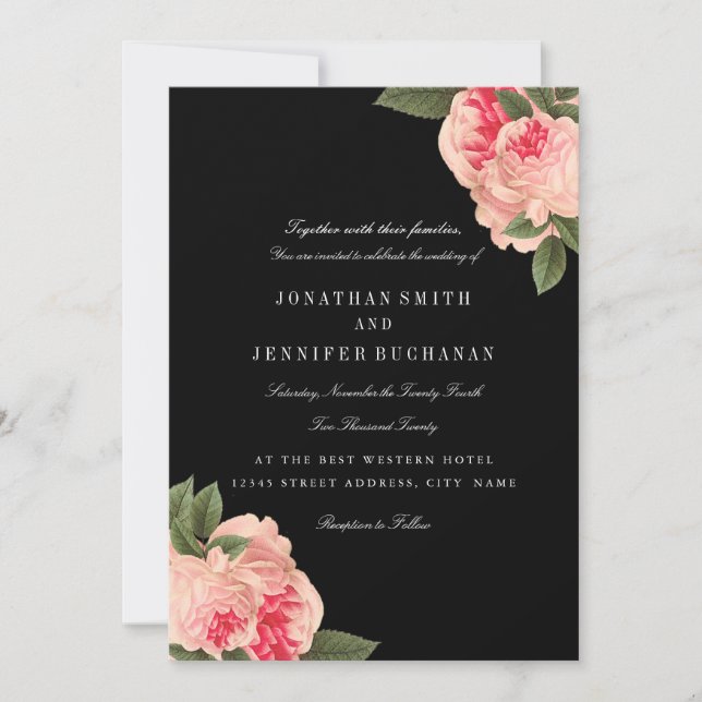 Invitación a una boda moderna en blanco y negro a  (Anverso)