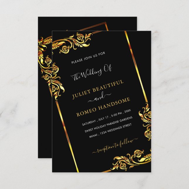 Invitación a una boda moderna enmarcada con un col (Anverso / Reverso)