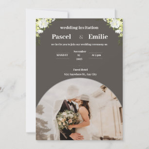 Invitación a una boda moderna y gris