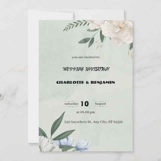 Invitación a una boda moderna y gris (Anverso)