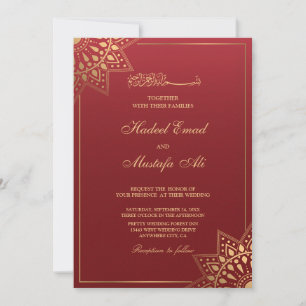 Invitación a una boda musulmana roja
