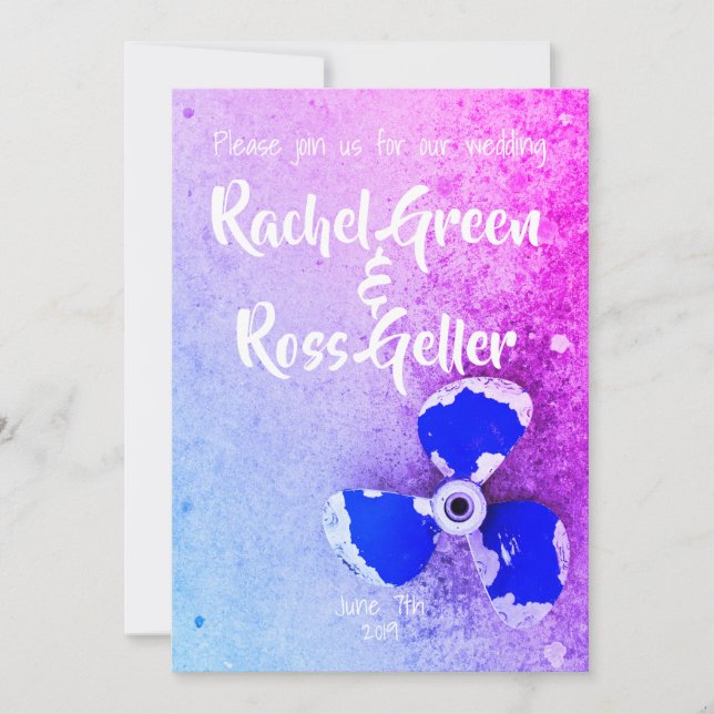 Invitación a una boda náutica de época (Anverso)