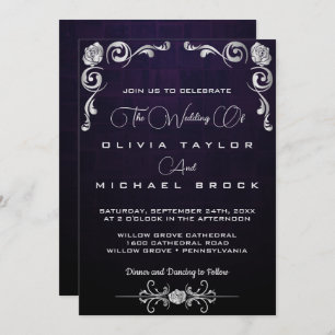 Invitación a una boda ornamental plateada