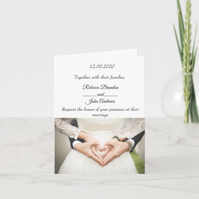 Invitación a una boda personalizada y simple (Anverso)