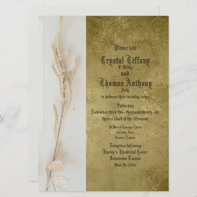 Invitación a una boda plana con vida completa (Anverso / Reverso)