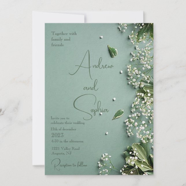 Invitación a una boda plana en el seno del bebé (Anverso)
