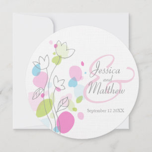 Invitación a una boda redonda de pétalo de flores
