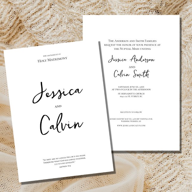 Invitación a una boda religiosa mínima en blanco n (Subido por el creador)