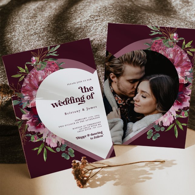 Invitación a una boda romántica en el corazón rosa (Subido por el creador)