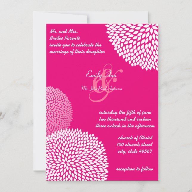 Invitación a una boda romántica floral rosa-modern (Anverso)