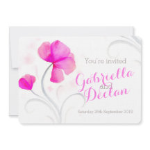 Invitación a una boda rosa con flores silvestres c