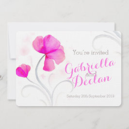 Invitación a una boda rosa con flores silvestres c