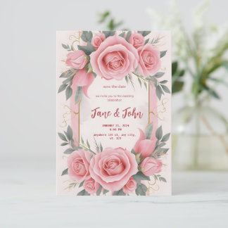 Invitación a una boda rosa elegante [personalizada