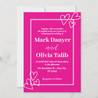 Invitación a una boda rosa / simple romántico