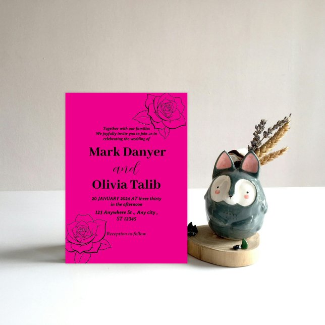Invitación a una boda rosa / simple y romántica (Subido por el creador)