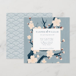 Invitación a una boda rosa y azul en Japón