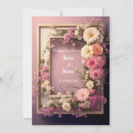 Invitación a una boda rosa y floral