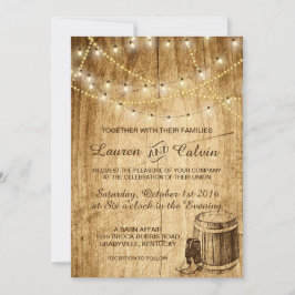 Invitación a una boda rural con botas de Cowboy