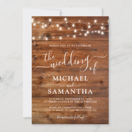 Invitación a una boda rústica de madera simple y e