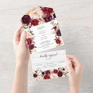 Invitación a una boda rústica de Marsala de Borgoñ