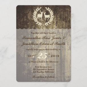 Invitación a una boda rústica de pavos y ciervos