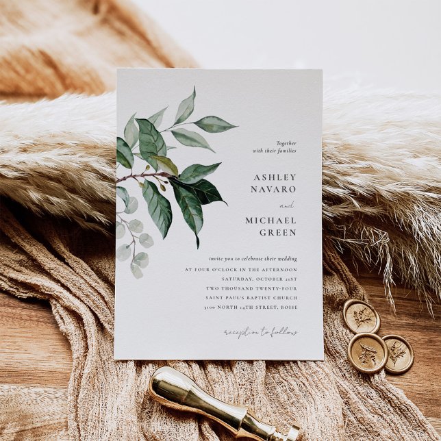 Invitación a una boda rústica de vegetación (Subido por el creador)