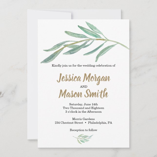 Invitación a una boda rústica de vegetación (Anverso)