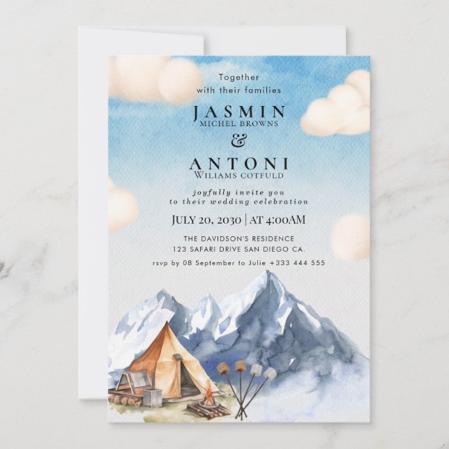 Invitación a una boda rústica en la montaña (Anverso)