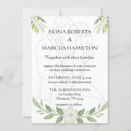 Invitación a una boda rústica floral y Minimalista