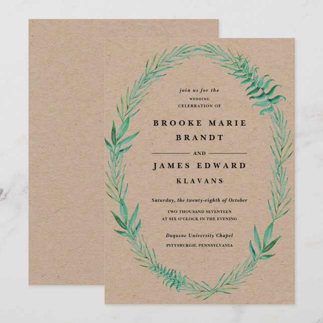 Invitación a una boda rústica para la floración ve (Anverso / Reverso)