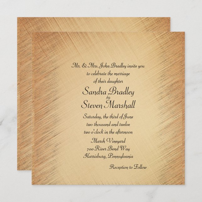 Invitación a una boda rústica simple pero elegante (Anverso / Reverso)
