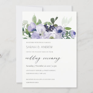 Invitación a una boda rústica violeta morada con l