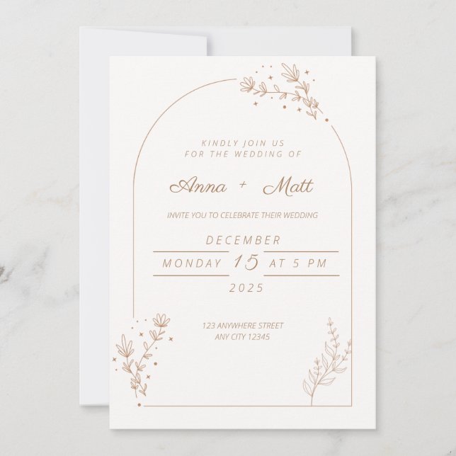Invitación a una boda simple (Anverso)