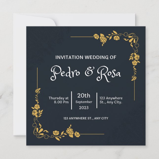 Invitación a una boda simple (Anverso)
