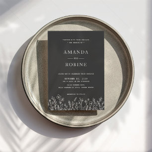 Invitación a una boda simple en blanco y negro