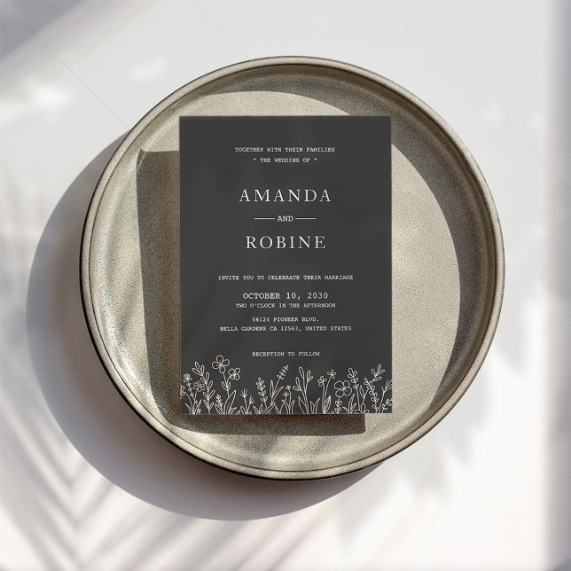 Invitación a una boda simple en blanco y negro (Subido por el creador)
